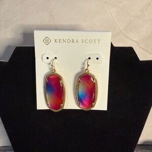 New Kendra Scott Danielle Watercolor Illusion Gold tone Drop dangle Earrings